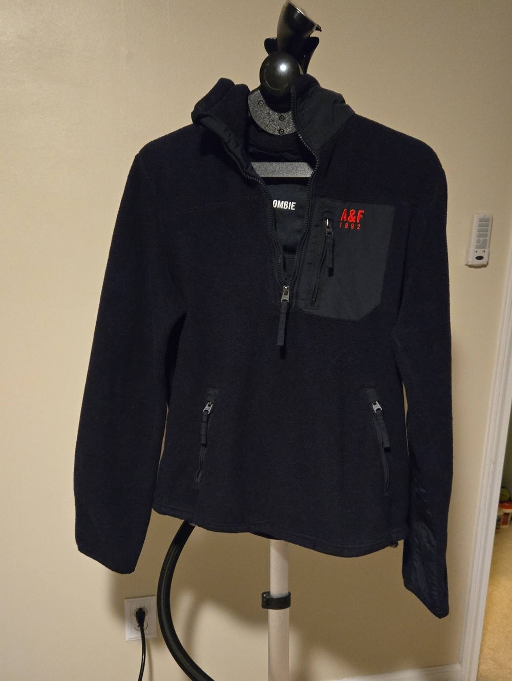Abercrombie Black Zip-Up Fleece Jacket